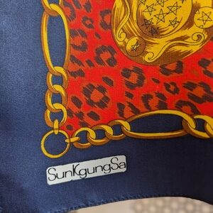 Vintage 1980s SunKgungSa Red and Gold Scarf
